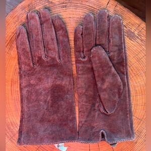 Brown Suede Leather Gloves
